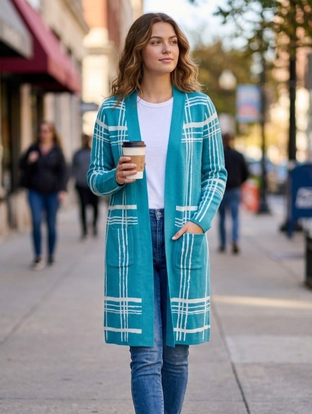 Isaac Mizrahi Live New Teal Sweater Cardigan Long Womens Size XXS Boho Colorful
